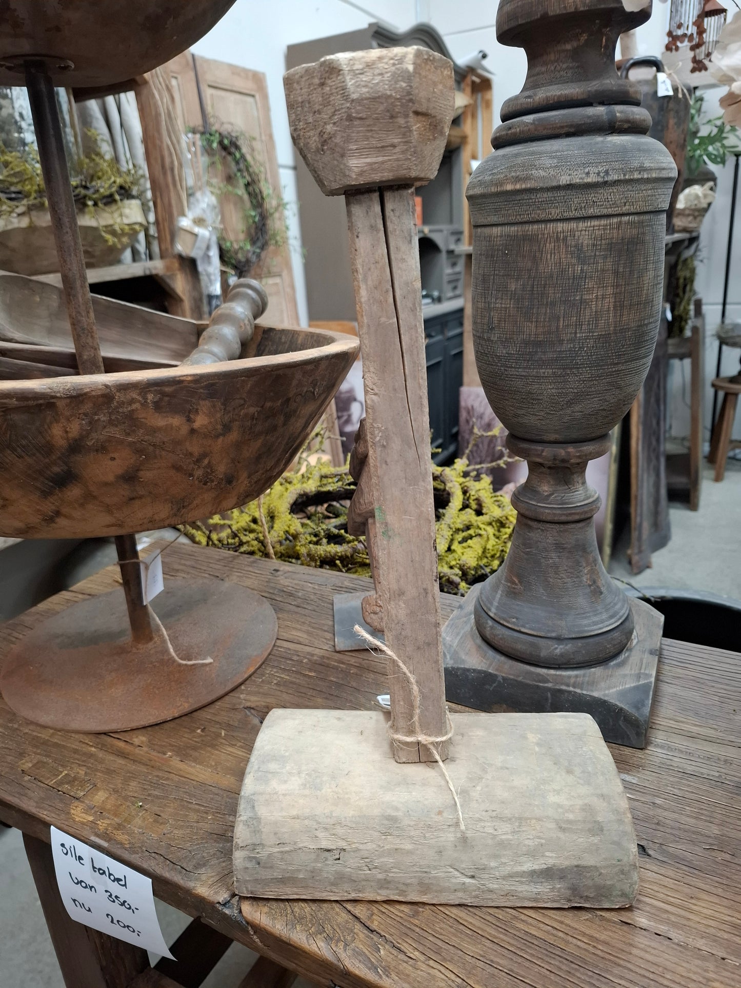 Houten robuuste kandelaar