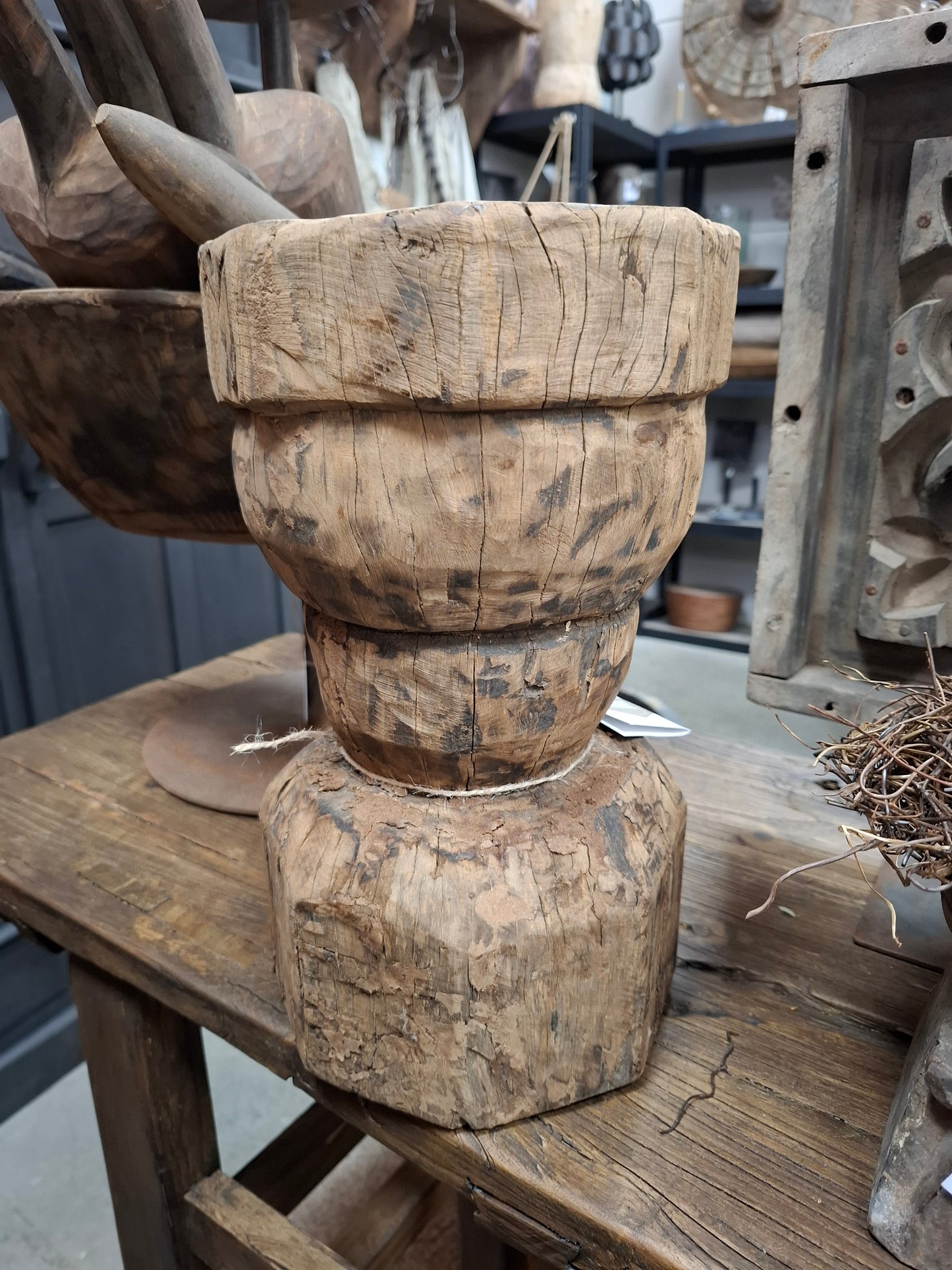Houten vijzel