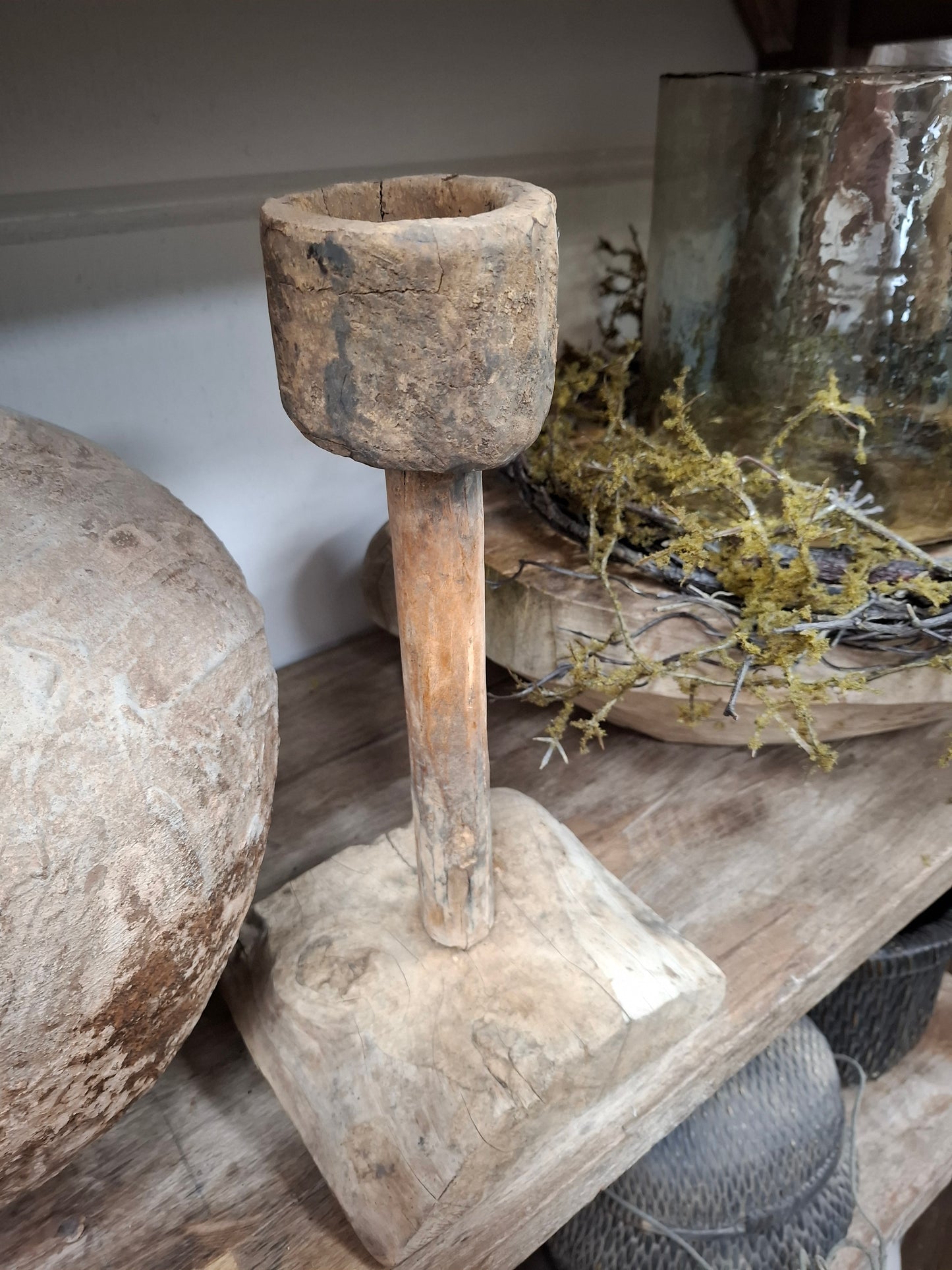 Houten robuuste kandelaar