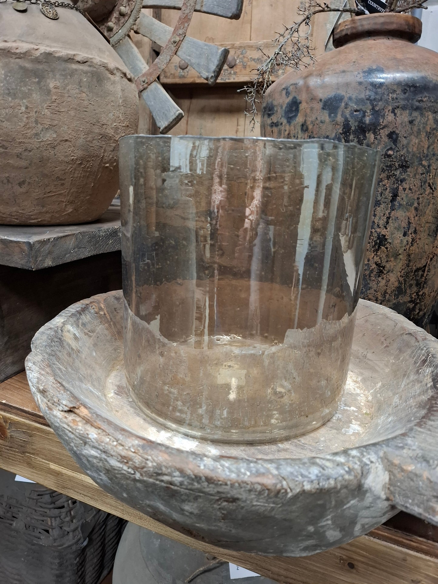 Bubbel windlicht beige